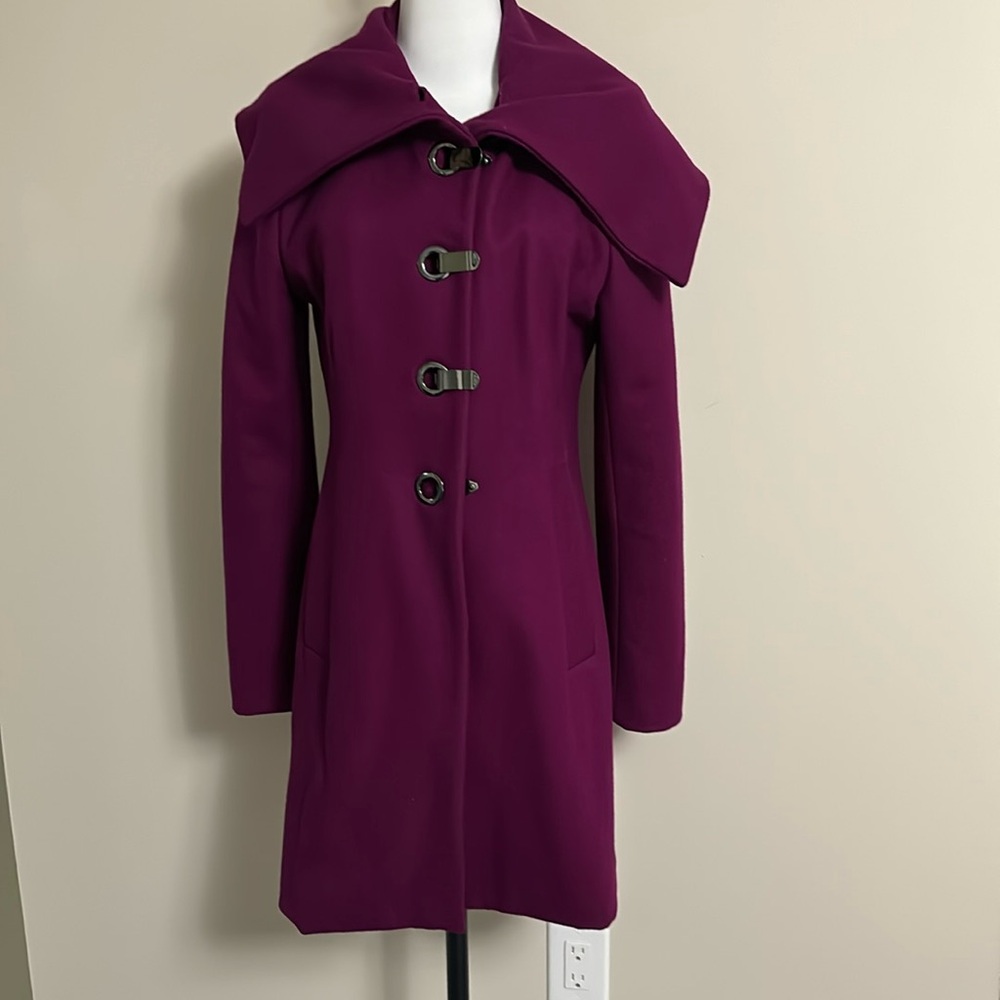RW&Co Wool Coat Wide Collar Vibrant Purple Size M